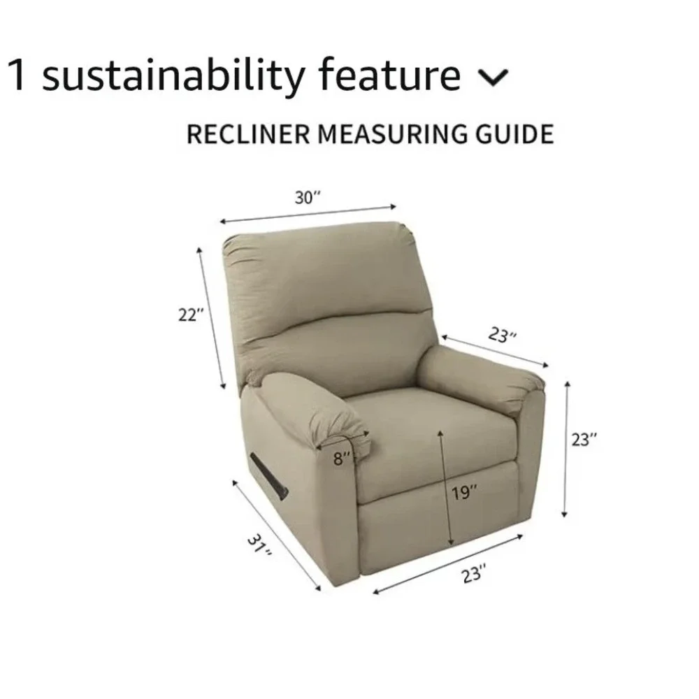 PureFit Grayish Green Waterproof Fleece Non Slip Recliner Cover Protector